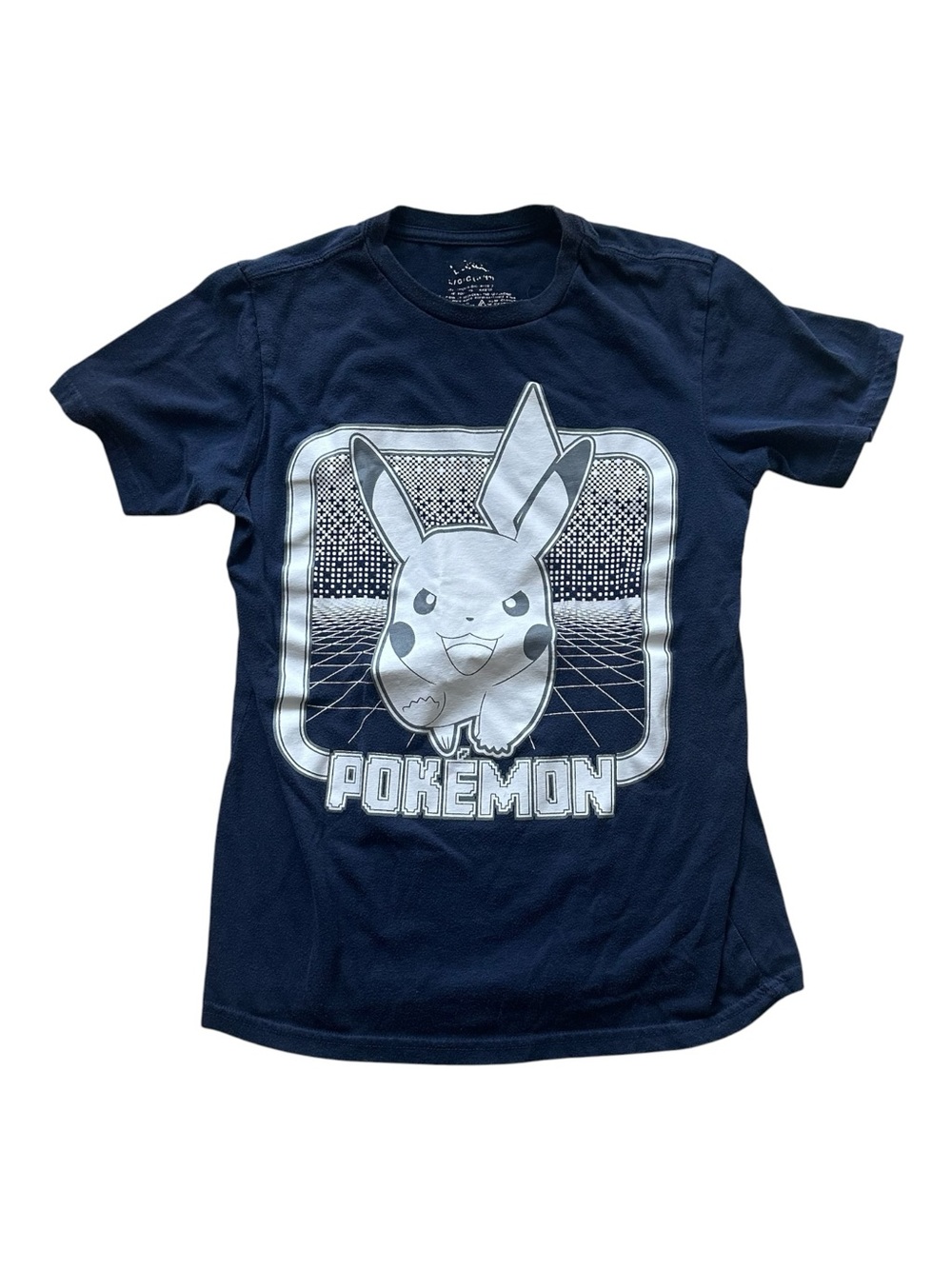Kids Pokemon Navy Blue Pikachu Retro Graphic Tee Large 10/12